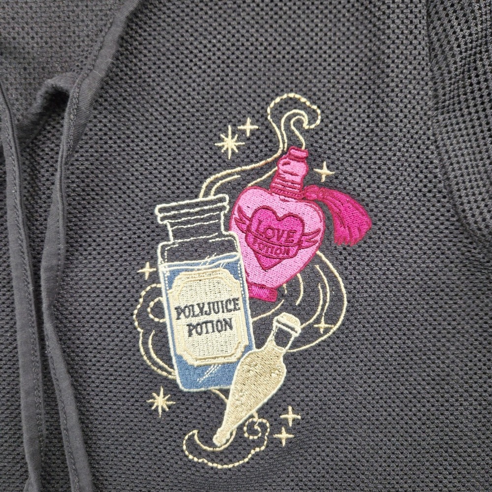 Harry Potter Womens 2X Mesh T-Shirt Polyjuice Love Potion Embroidered Black Top
